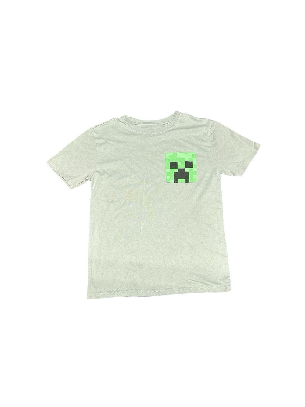 Minecraft Creeper Pocket T Shirt Kids Large Gray Mojang Studios